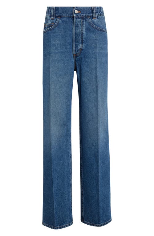 Shop Meryll Rogge Elastic Waist Straight Leg Jeans In Washed Blue