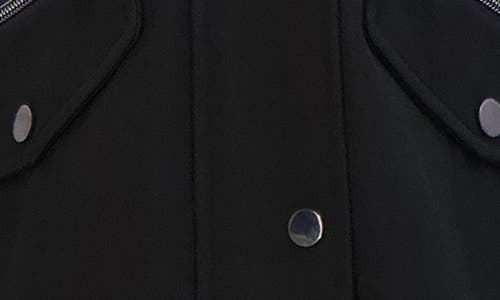 Sebby Water Resistant Hooded Softshell Coat In Black