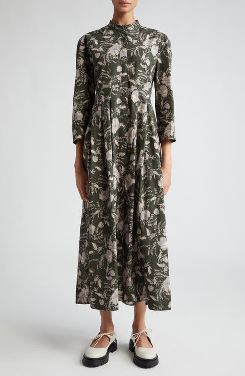 Max Mara Pilly Floral Print Cotton Shirtdress Kaki at Nordstrom,