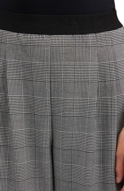 Nvlt Plaid Wide Leg Pull-on Pants In Black/grey