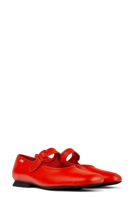 Camper Casi Myra Leather Ballerina Shoes In Bright Red