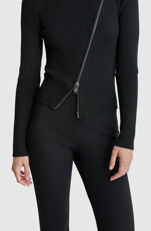 Shop Dkny Asymmetric Zip Detail Sweater In Black