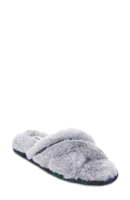 Floopi Morgan Faux Fur Crossband Slipper In Grey