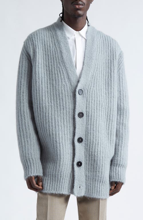 Shop Jil Sander Mohair & Wool Rib V-neck Cardigan In Aluminium