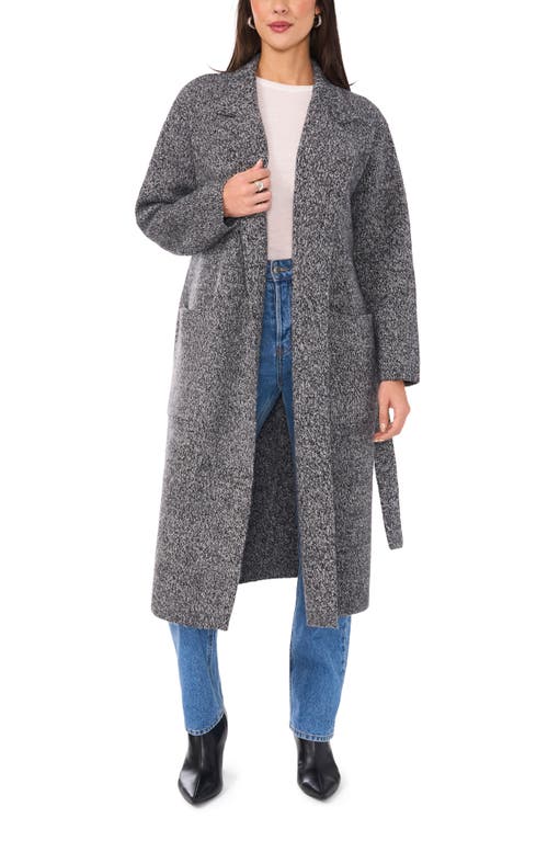 Shop Vince Camuto Notched Lapel Tie Waist Cardigan In Medium Heathered Grey Marled