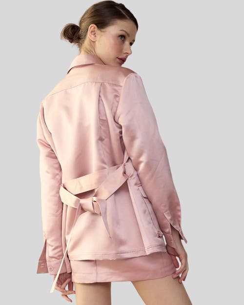 Shop Cynthia Rowley Satin Safari Jacket In Pink