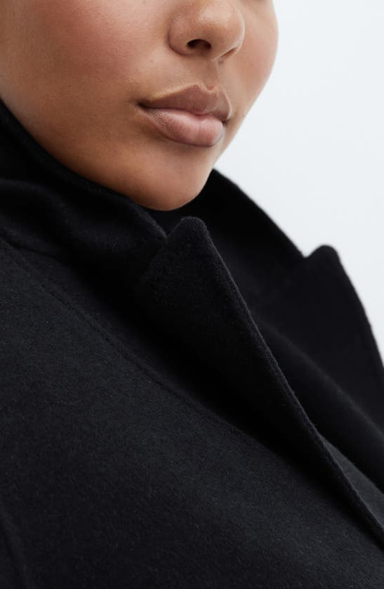 Mango Double Breasted Wool Blend Coat In Navy