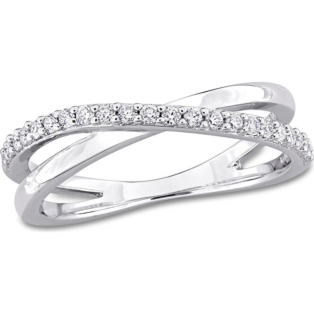 Delmar Lab-created Moissanite Crossover Ring In White
