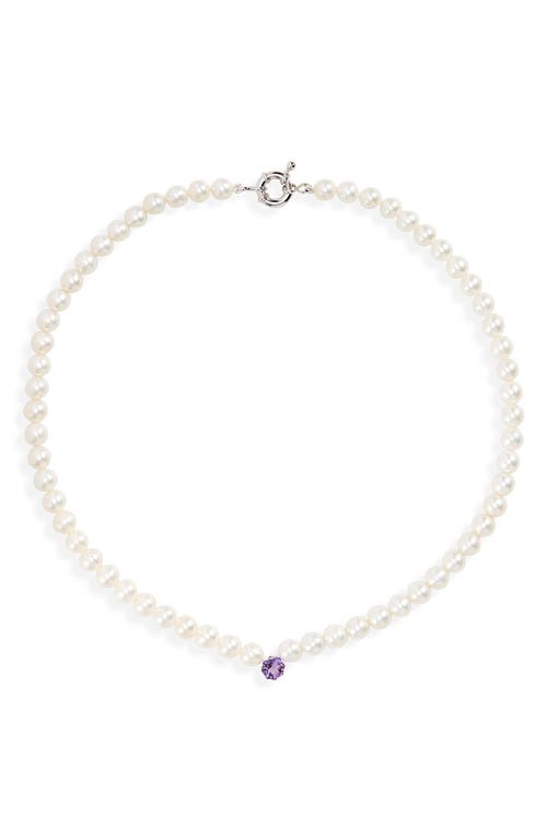 Princess Freshwater Pearl & Amethyst Necklace in Silver