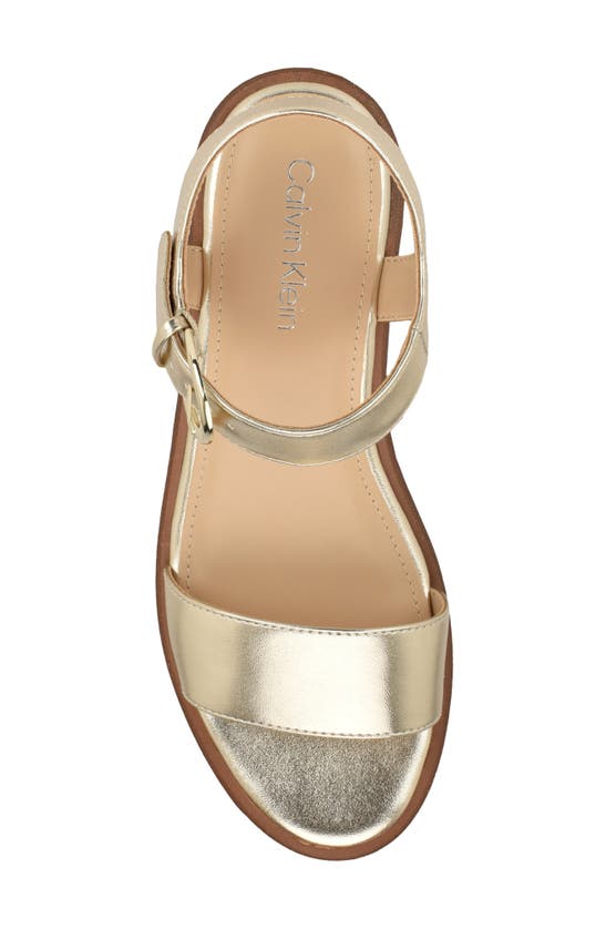 Shop Calvin Klein Isleen Ankle Strap Platform Sandal In Gold