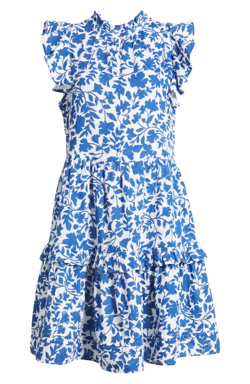 Shop Caslonr Caslon(r) Ruffle Duo Cotton Gauze Dress In White- Blue Kindred Flower