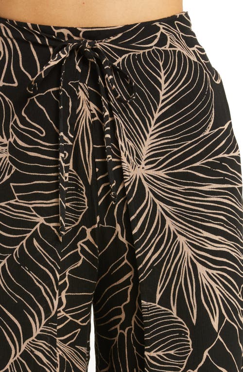 Shop Elan Print Cover-up Wrap Pants In Black/natural Tropics