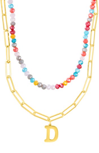 Adornia Initial Layered Necklace In Multi-d