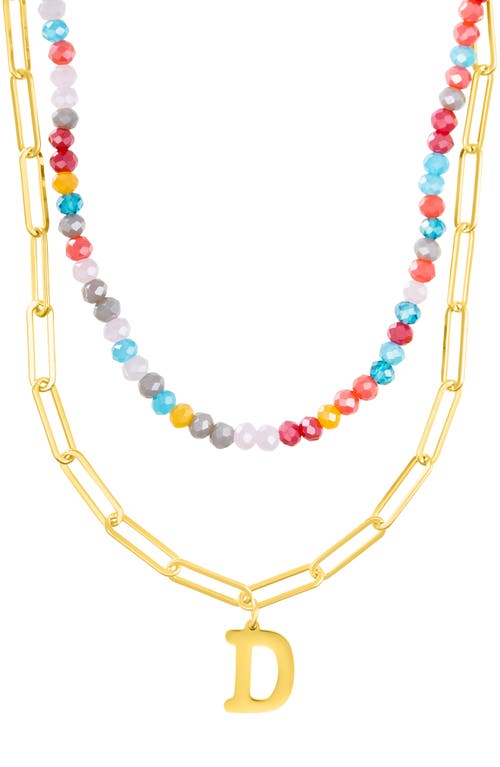 Adornia Initial Layered Necklace In Multi-d