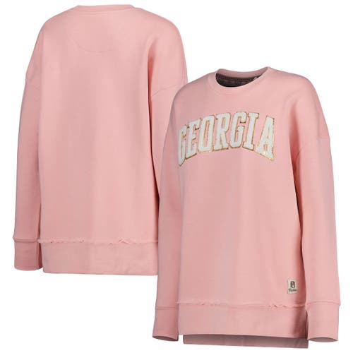 Women's Pressbox Pink Georgia Bulldogs La Jolla Fleece Pullover Sweatshirt