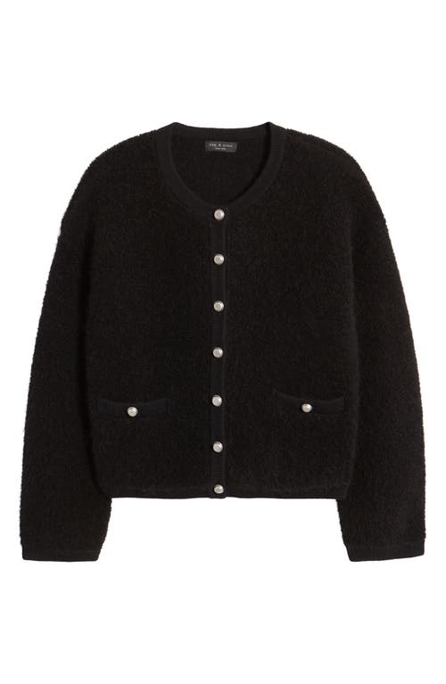 Shop Rag & Bone Kaia Boxy Bouclé Cardigan In Black