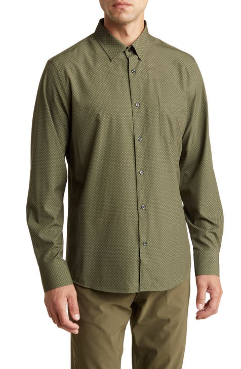 Trim Fit Minifoulard Long Sleeve Button-Up Shirt