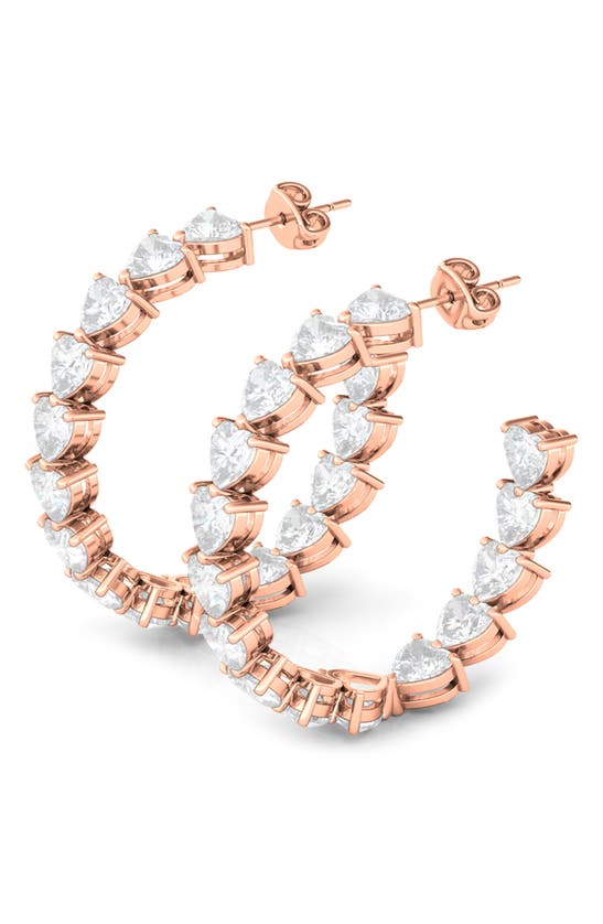 Shop Hautecarat Heart Lab Created Diamond Inside Out Hoop Earrings In 18k Rose Gold