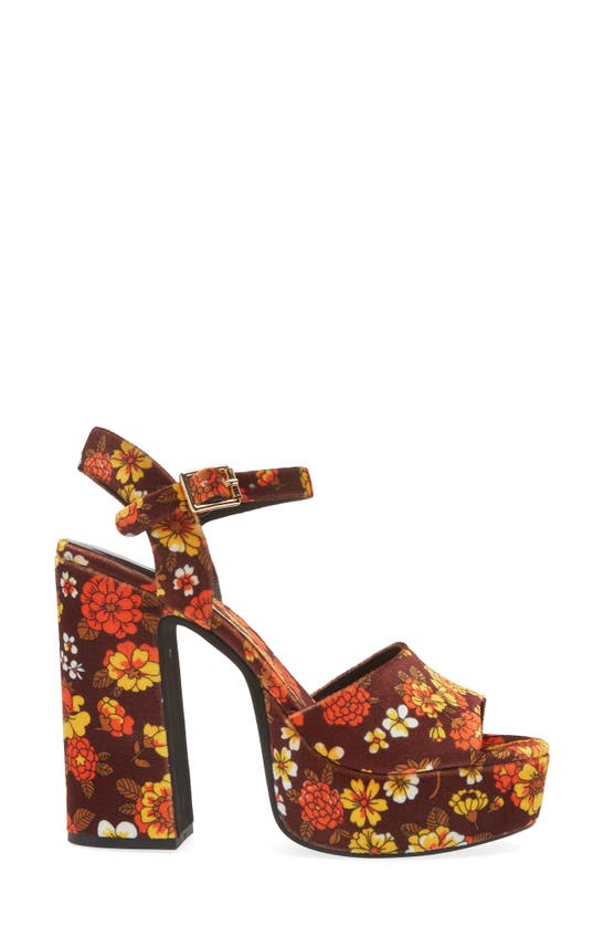 Shop Jeffrey Campbell Summers Platform Sandal In Brown 70s Velvet Floral