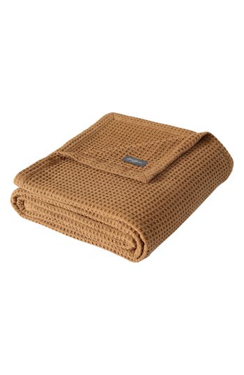Eddie Bauer Waffle Knit Throw Blanket In Medium Brown