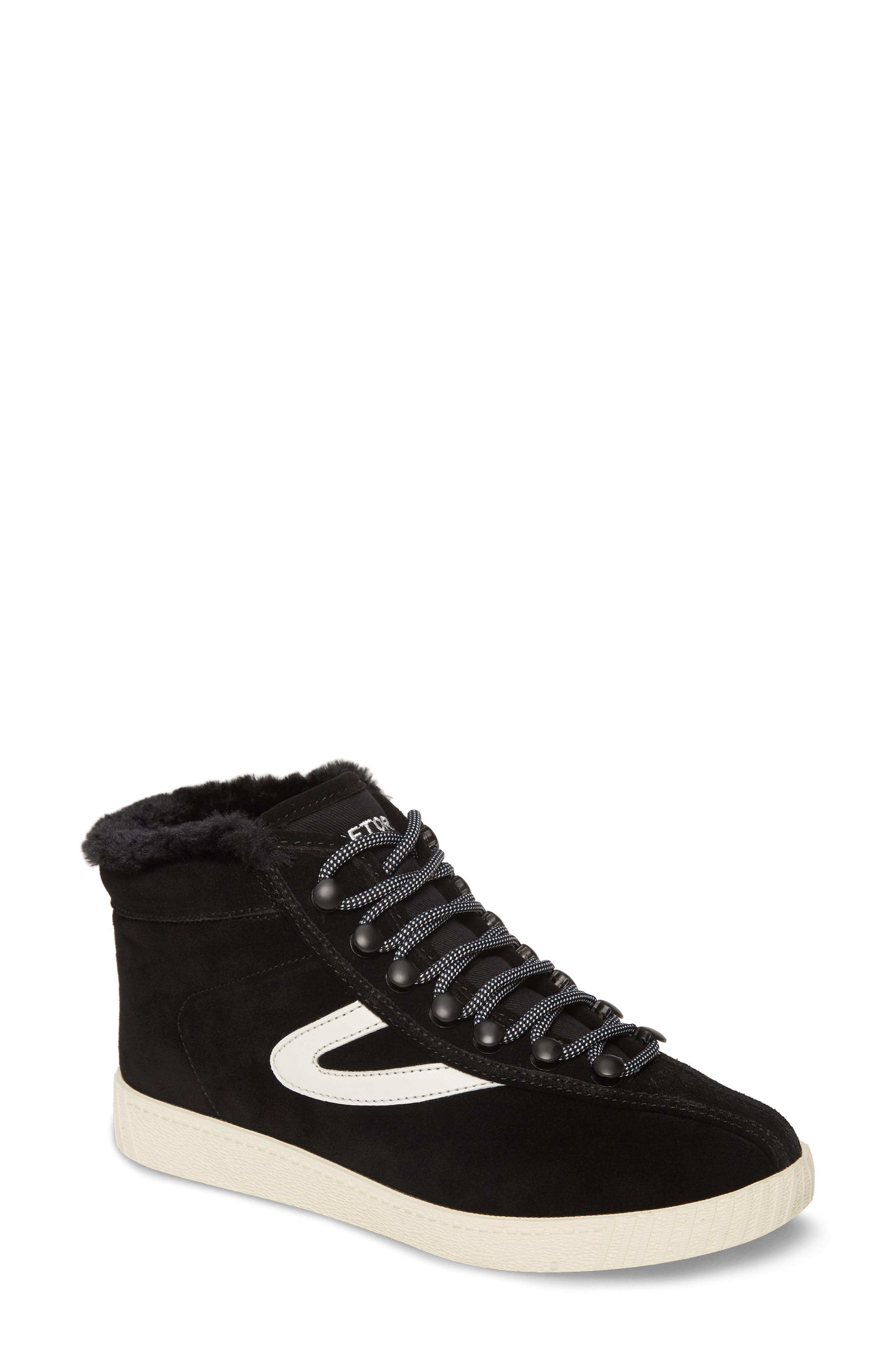 fur lined high top sneakers womens