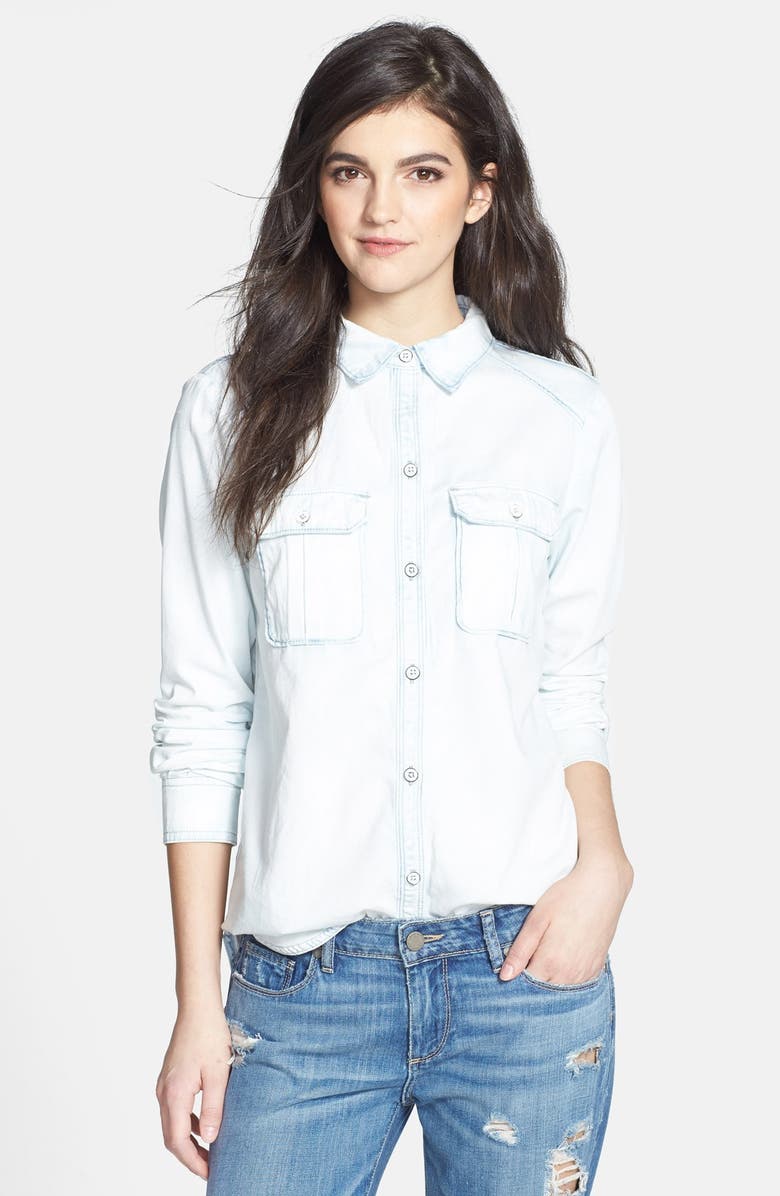 PAIGE Denim 'Kadie' Bleached Denim Shirt, Main, color, CAPE COD
