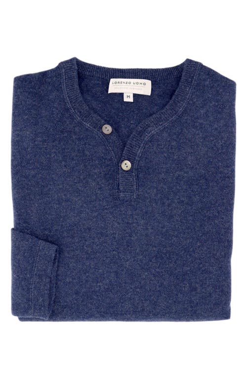 Lorenzo Uomo Men's Wool & Cashmere Henley Sweater in Denim