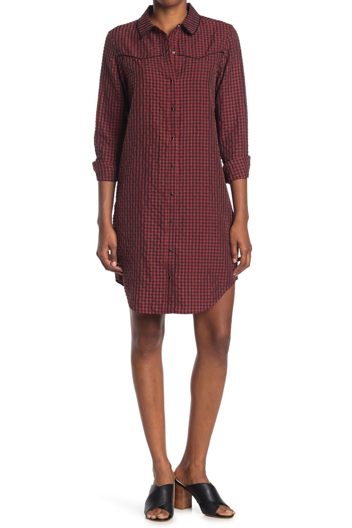 checked shirt dress