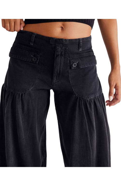 Shop Free People Lotus Drawstring Wide Leg Jeans In Smoke Show