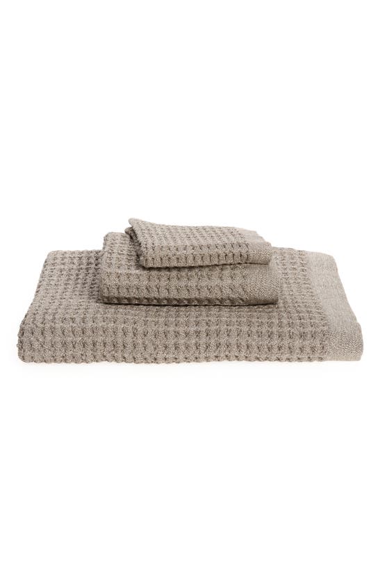 Onsen 3-piece Waffle Cotton Bath Towel, Hand Towel & Washcloth Set In Cinder Grey