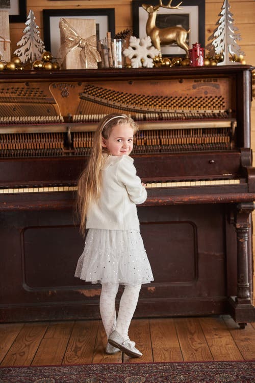 Deux Par Deux Girls' Glittering Tulle Skirt - Little Kid In Off White