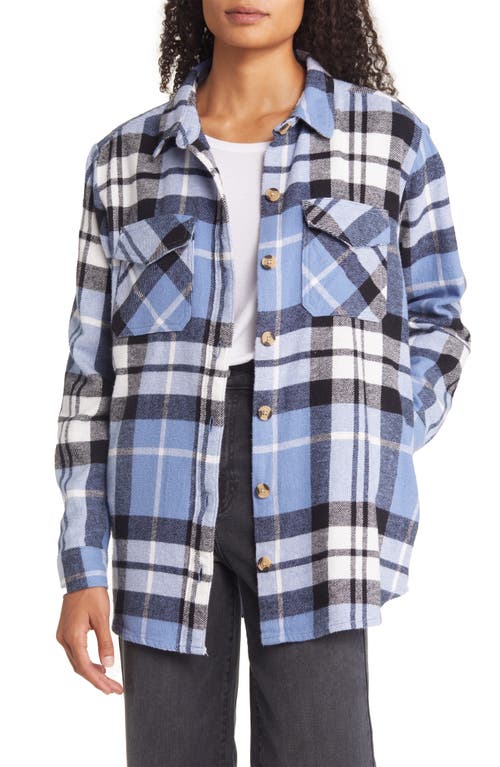 beachlunchlounge Oversize Plaid Cotton Shirt in Grey Sky
