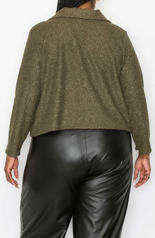 L I V D Erica Faux Shearling Crop Jacket In Olive