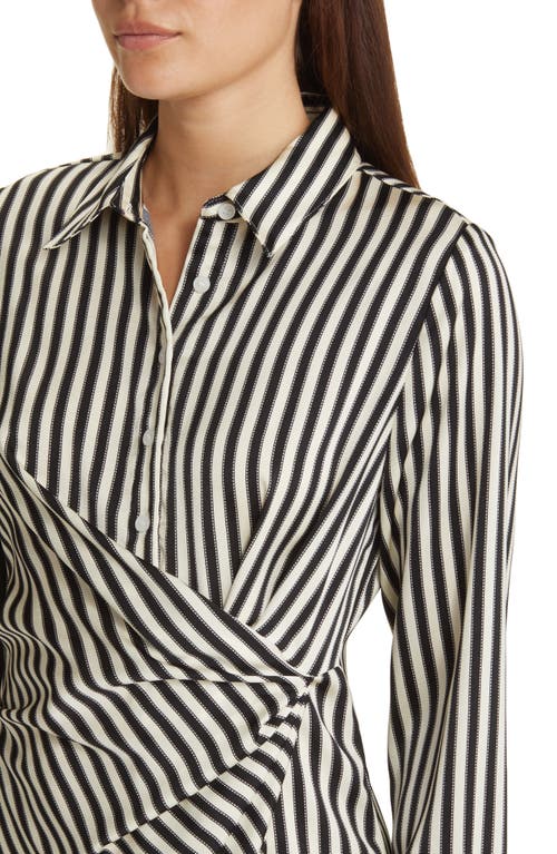 Shop Zoe And Claire Side Knot Stripe Shirtdress In Black/white