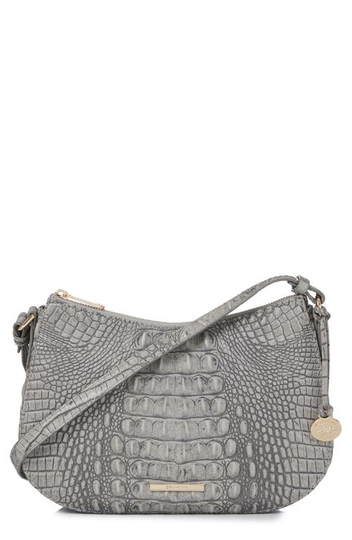 Shayna Gradient Croc Embossed Leather Crossbody Bag in Fairest Grey