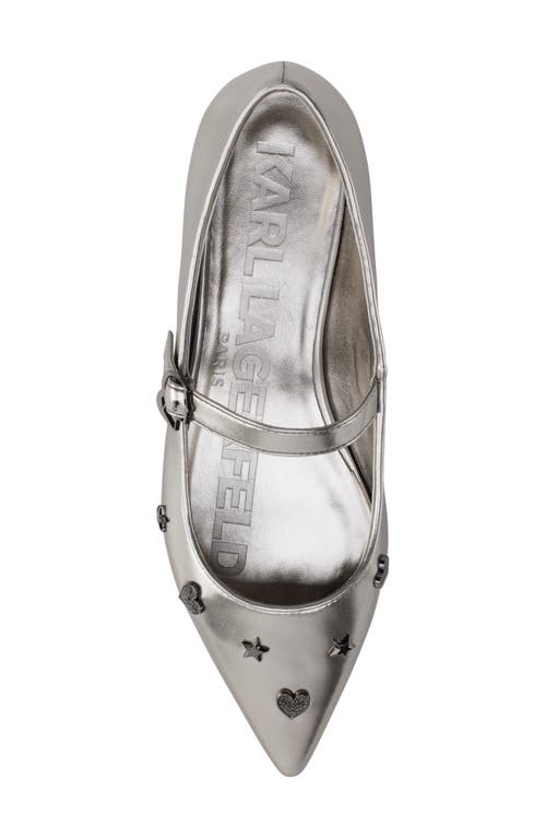 Shop Karl Lagerfeld Paris Veyda Pointed Toe Mary Jane Flat In Pewter