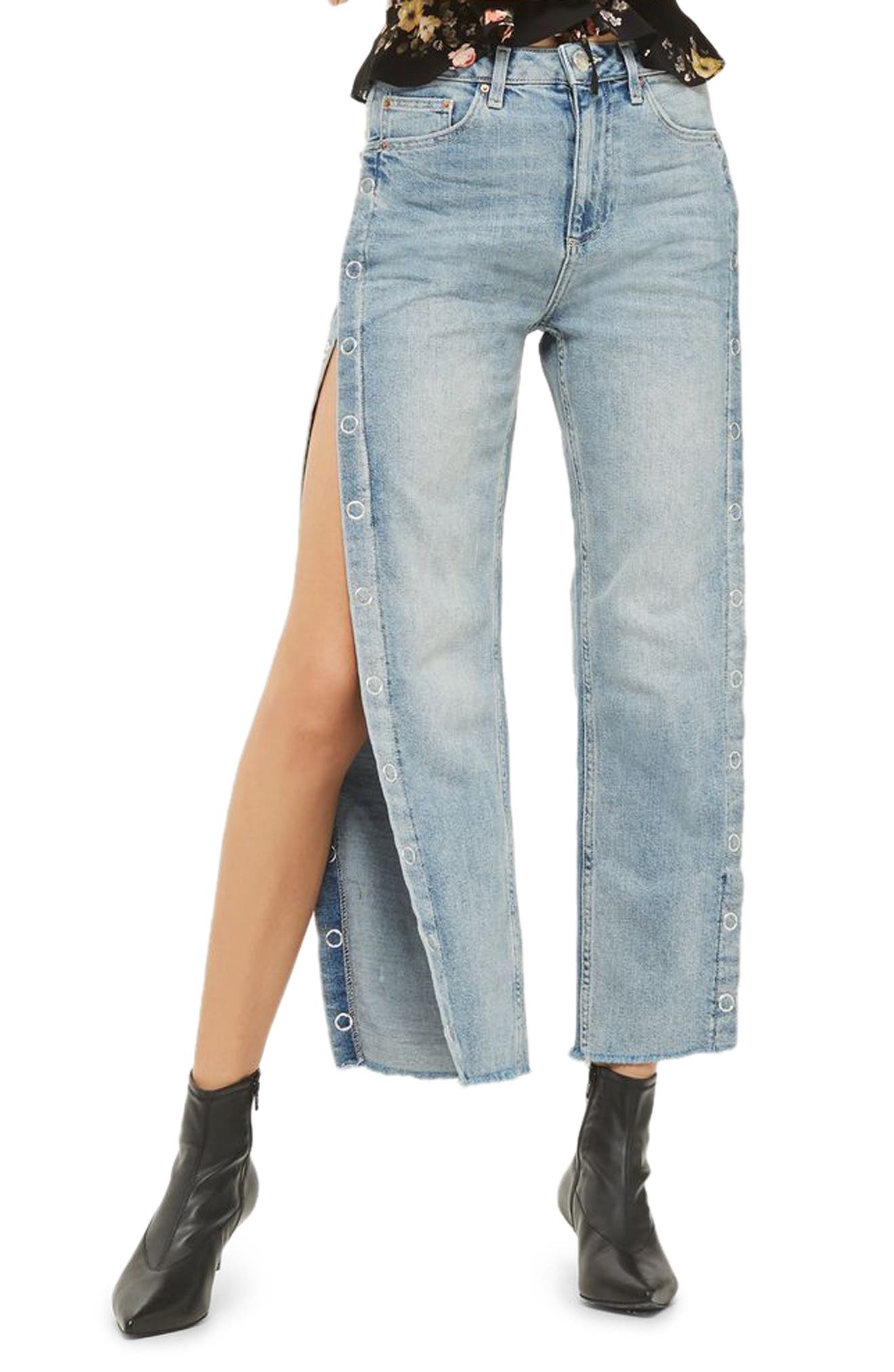 Side Snap Straight Leg Jeans Nordstrom