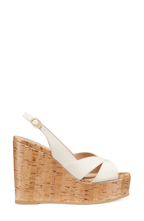 Stuart Weitzman Carmen Patent Slingback Wedge Sandals In Seashell