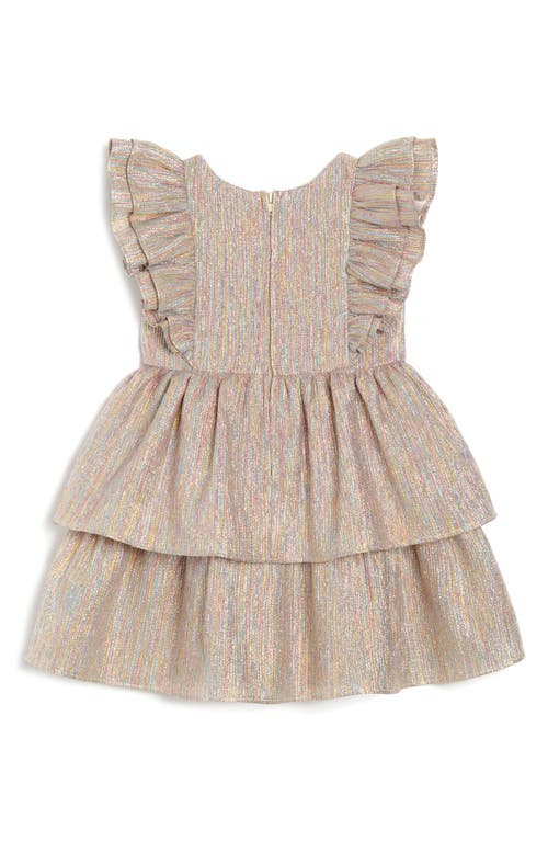 Shop Pippa & Julie Kids' Metallic Tiered Party Dress In Gold