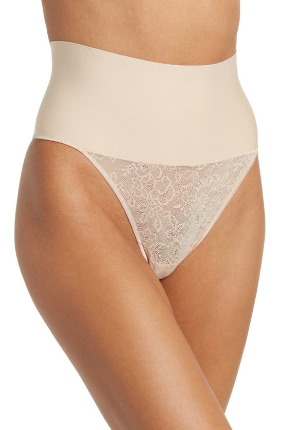 Maidenform Tummy Control Thong In Transparent/ Nude