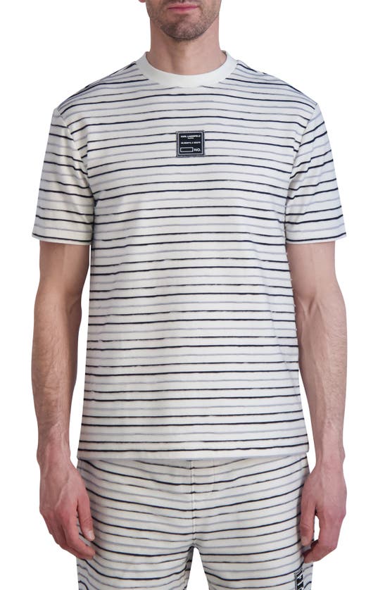 Shop Karl Lagerfeld Paris Stripe Texture T-shirt In White