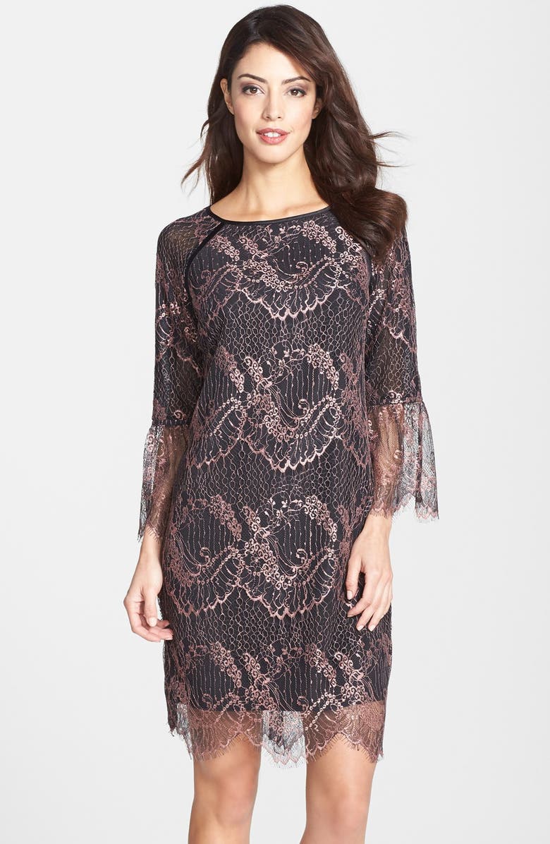 Adrianna Papell Metallic Scalloped Lace Shift Dress | Nordstrom