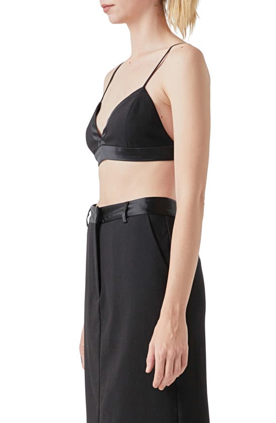 Shop Grey Lab Satin Trim Bra Top In Black