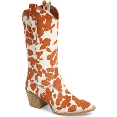 Jeffrey Campbell Dagget Genuine Calf Hair Western Boot, Brown