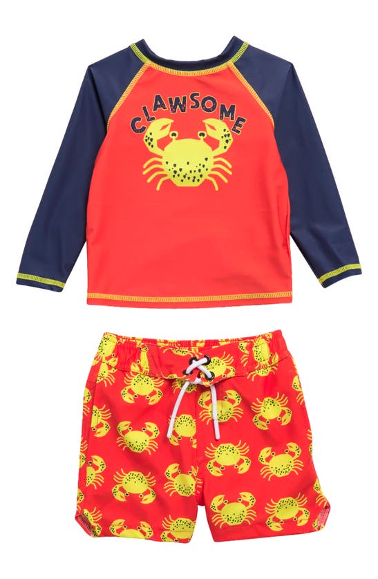 Sovereign Code Babies' Disruptor Clawsome Rashguard Set In Claude/ Red