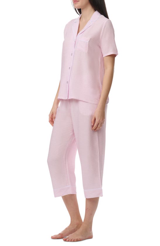 Shop Splendid Notch Collar Pajamas In Pink Feeder Stripe