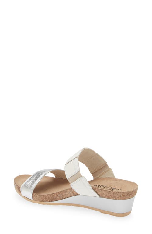 Naot Royalty Slide Sandal In Soft White/soft Silver