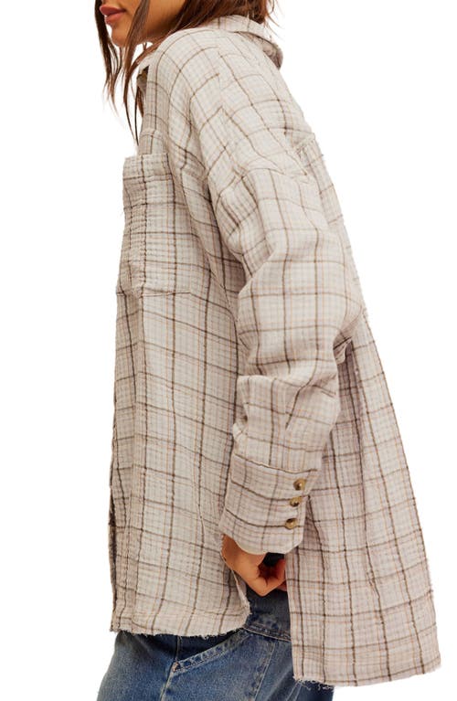Free People Cardiff Plaid Texture Shirt In Misty Lilac Combo