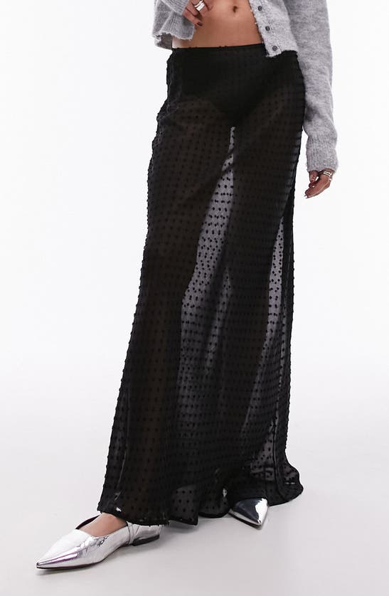 Shop Topshop Clip Dot Semisheer Maxi Skirt In Black