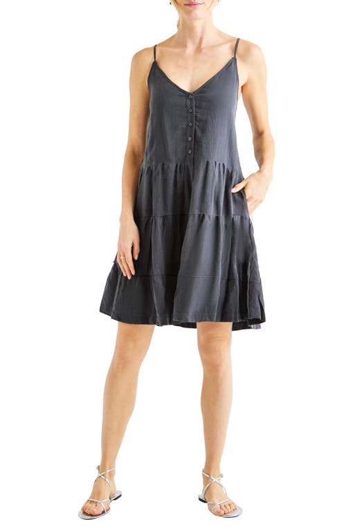 Shop Splendid Shannon Tiered Crinkled Mini Sundress In Lead